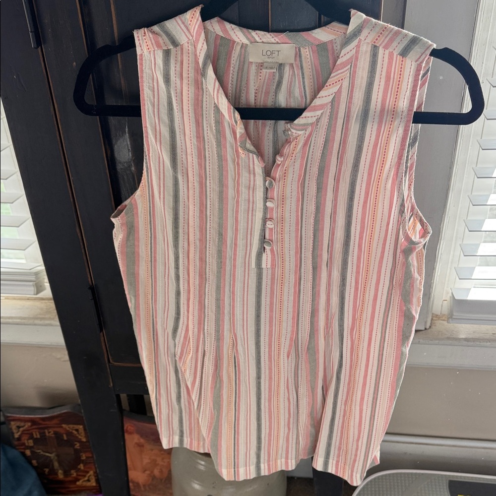 LOFT Multicolor Striped Sleeveless Blouse